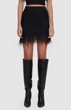 Staud Women's Black Chaya Ostrich Feather Trim Mini Skirt Size XS