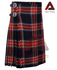 Black Stewart Tartan 8 Yard Kilt Scottish Highland Casual Kilt