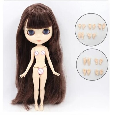 Blyth Doll Nude Joint Body White Skin  Shiny Face 4 Eyes Colors Toys 12'' +Gift
