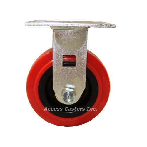 4AEMPR 4" x 2" Rigid Plate Caster, Poly on Poly Wheel, 660 lbs Capacity - Foto 1 di 3