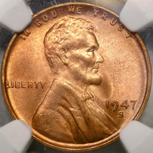 1947 S/S LINCOLN WHEAT CENT/PENNY RE PUNCHED MINT GEM++ NGC MS 67 RED RPM #3/#4