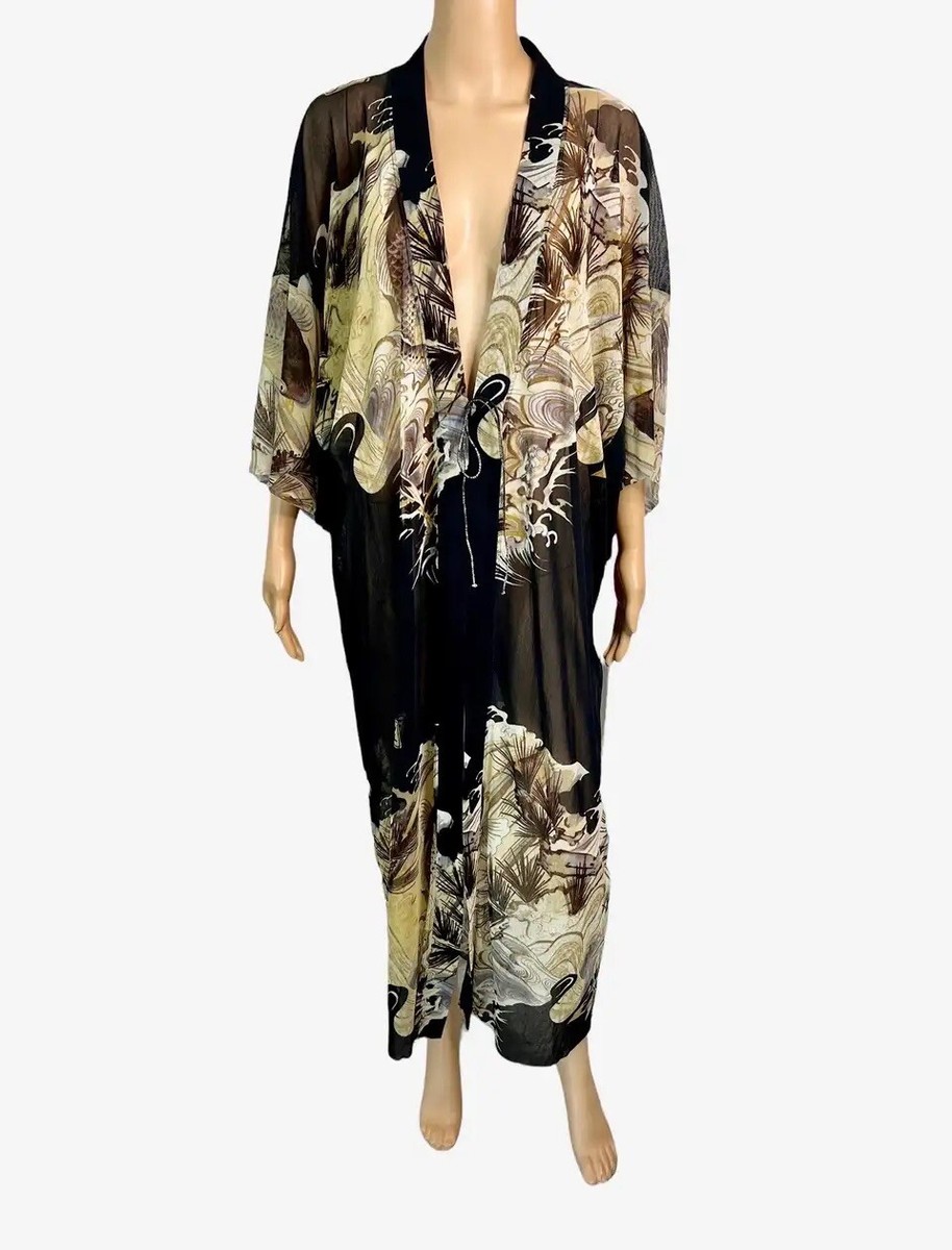 Jean Paul Gaultier Soleil Vintage Koi Fish Tattoo Print Mesh Maxi