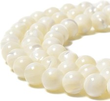 Natural Mother of Pearl White Round Shell Loose Beads for Jewelry Making DIY