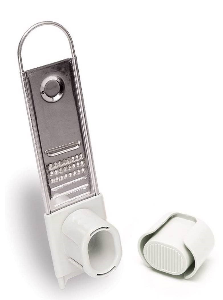 Ghidini acea affettatore grattugia con proteggi dita in acciaio inox, bianco