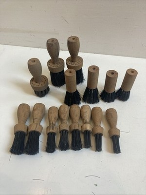 Vintage Lot Of Wooden Handled Brushes Barber Shave Black 15 In Lot