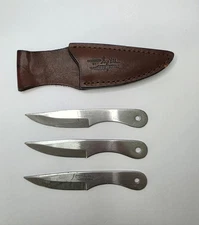 United Cutlery Gil Hibben UC454 - 6" Throwing Knives Set of 3 w/ Leather Sheath 
