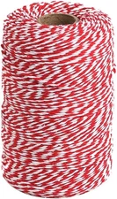 Red and White Twine, 656 Feet 200M Cotton Bakers Twine Ribbon for Baking, Butche