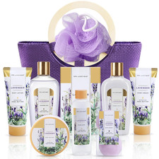 Gift Baskets for Women, Spa Gifts for Women - 10Pcs Lavender Bath and Body Sets
