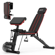 Adjustable Weight Bench Foldable Workout Bench with Leg Extension and Preache...