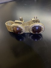 Vintage Swank Gold Tone Mesh Cuff Links Mid Century Modern