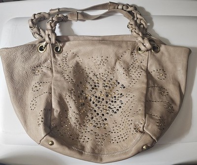 Sabina New York Genuine Leather Hobo Bag Studded Slouchy Chic