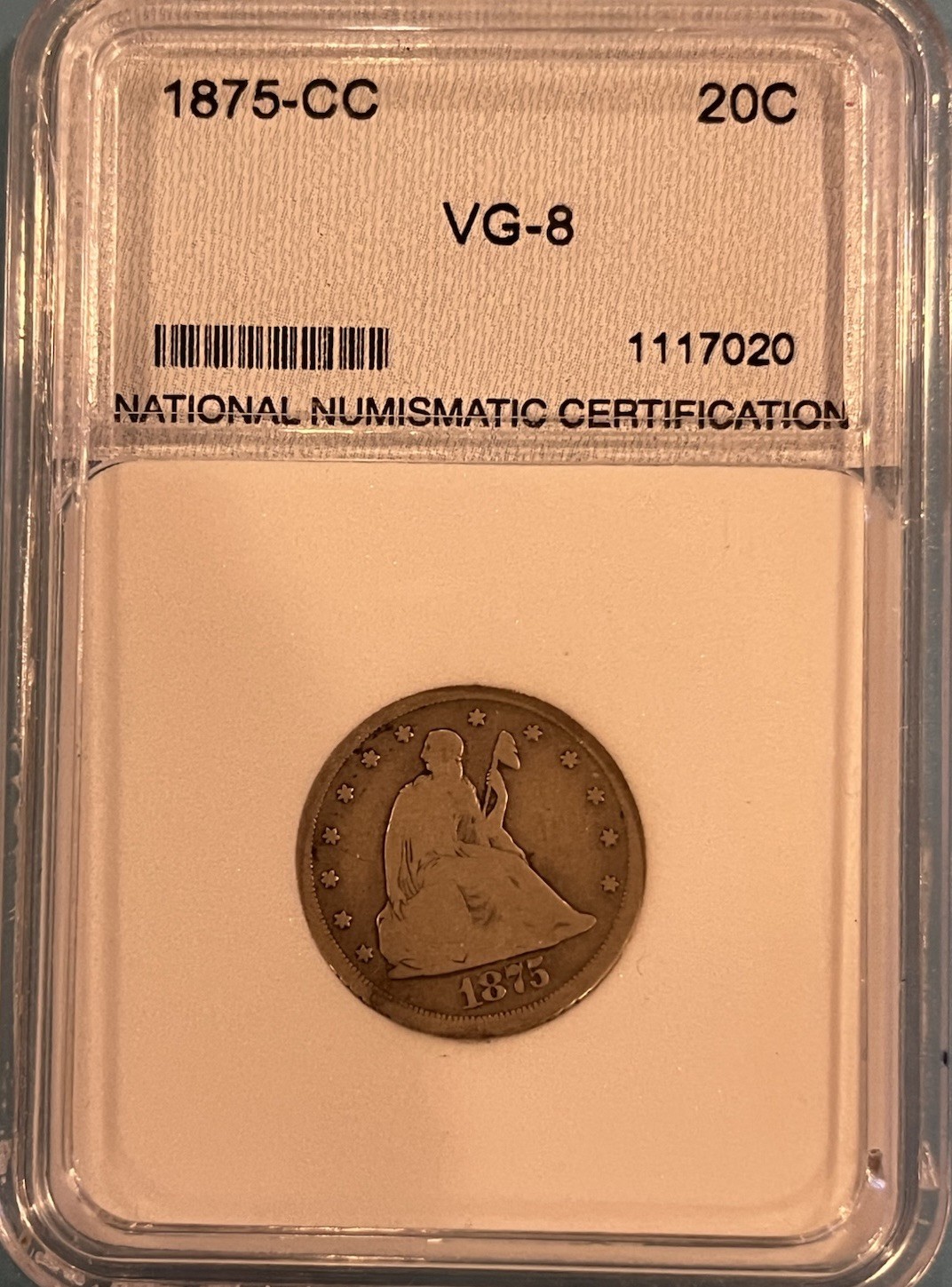 1875 CC, 20 Cent Piece, Low Mintage, Very  Limited Key Date