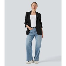 Day-Stretch Notched Collar Long Sleeve Work Blazer w/Pockets Size ***XS*** Black
