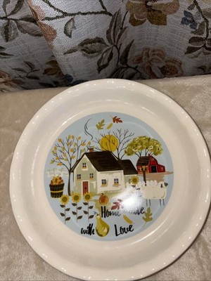 Nantucket Home Farm Country Scene Pie Plate Dish 10  Cottage/Granny Core