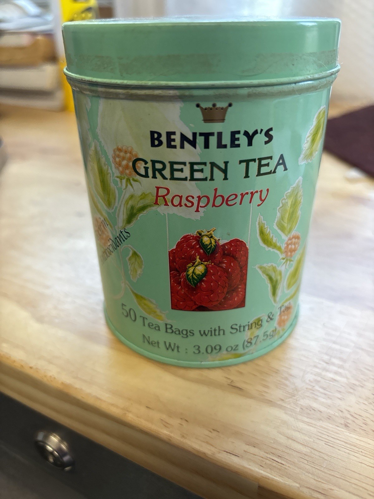 Raspberry Tin Canister 50 Tea Bags Ceylon Sri Lanka Storage