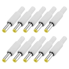 10Pack DC Power Male Adapter 5.5mm x 2.1mm 1.97" White