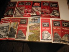 vintage lot 12 railroad time tables 1940s / 50s burlington rock island more