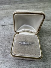 5 Stone Round Clear CZ Half Eternity Band Ring US Size 6 Stackable Wedding