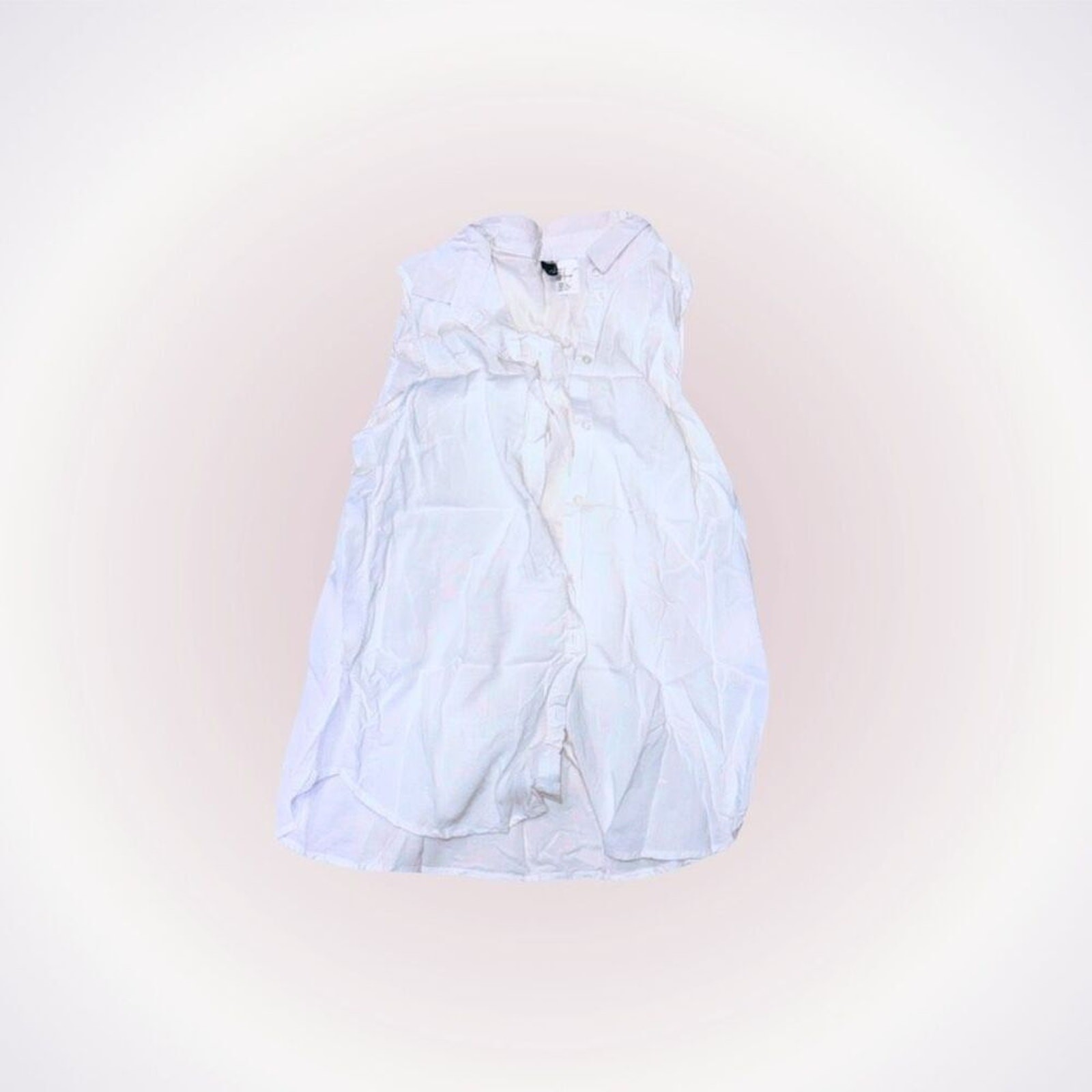 Divided Button Front White Collared Tank Top | Sz… - image 1