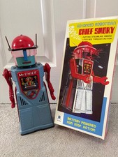 Vintage Weißblech Roboter. Chief Smoky Blech...