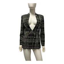 Ming Wang Black + Gold Shimmer Knit Classic Quiet Luxury Jacket XS