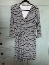 Talbot’s Women’s Long Sleeve Dress, Size L, Black & White Pattern, Side Zip