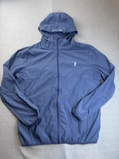 William Murray Mens Large Jacket Golf Hooded Stretch Performance Blue Full Zip