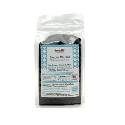 Simple Cichlid 0.8mm Sinking, 1 lb. Small Pellets Fish Food