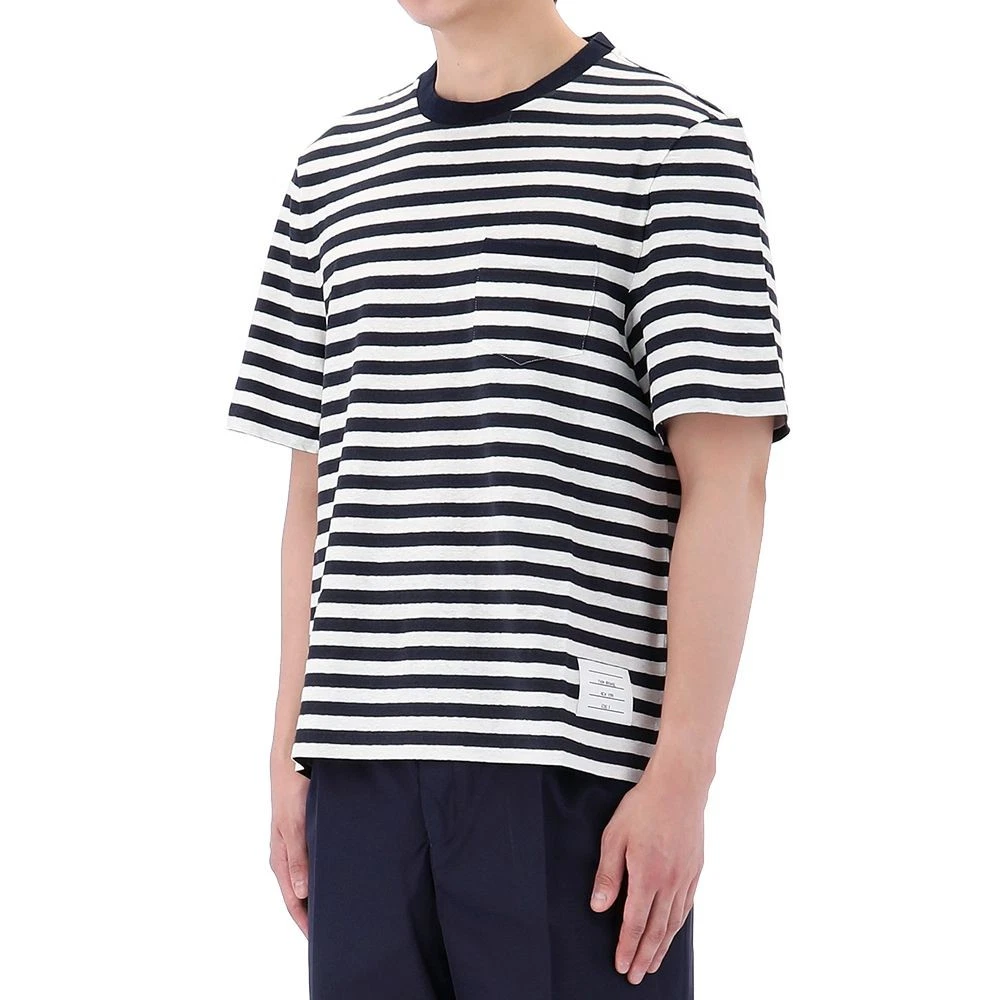 T shirt Thom Browne in jersey di lino con tasche a righe 79190587