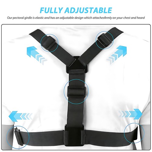 Adjustable Chest Mount Harness for Insta360 X5 X4 X3 X2 X ACE Pro ONE Black - Picture 6 of 7