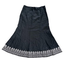 VTG Irish Linen Cottage Core Wimsigoth Linen Maxi Tradwife Skirt 12 Pink Black