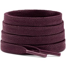 Flat Waxed Cotton Shoelaces: 28 inch Wine Red Wax Shoe Laces for Sneakers Boo...