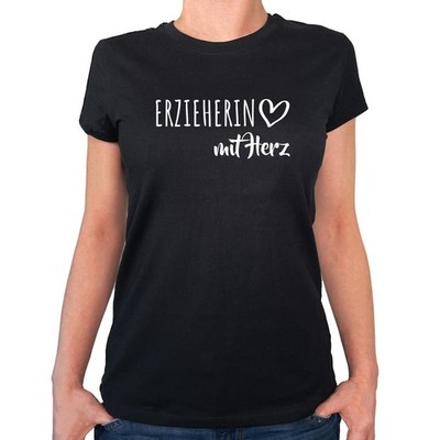 Damen T-Shirt Erzieherin mit Herz Geschenkidee Erzieherin Geschenk Präsent Mitbr