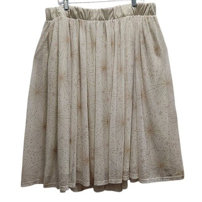 Torrid Celestial Skirt Cream Gold Glitter Stars A Line Mesh Overlay Plus 2X