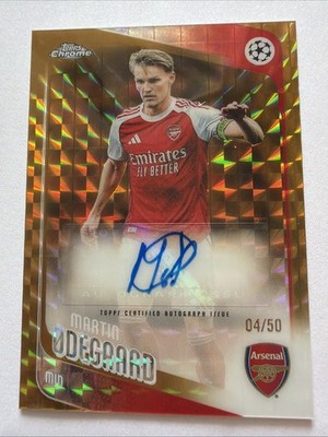Martin Odegaard 2025-26 Topps Chrome UEFA CC 04/50 Auto Gold Geometric Refractor