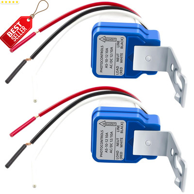 2 Pack Photocell Light Switch 12V 10A Dusk to Dawn Sensor Outdoor Lighting - US