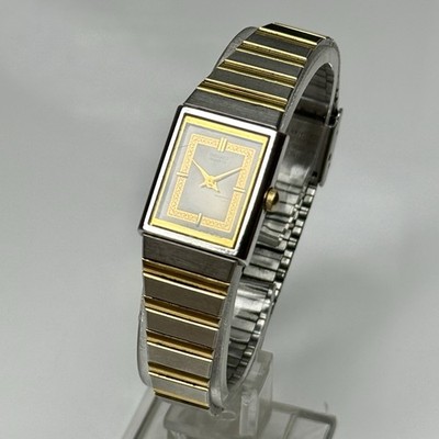 Vintage Seiko Polo Watch Ref 2C21-5200 Womens Elegant Two Tone Tank New Battery