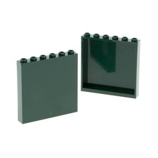 2x Lego Panele 1x6x5 dunkel grün Mauer Wand Element 6126104 35286 59350 59349