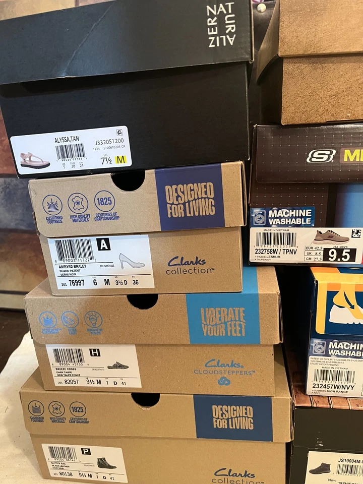 16 EMPTY Replacement Mixed Type Shoe Boxes: Clark's, Hey Dude, Adidas.. NO Shoes - Image 3 of 4