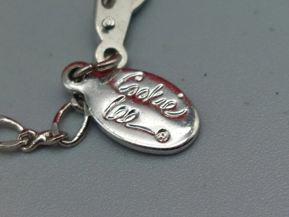 Pulsera firmada Cookie Lee tono plata rosa y azul estrás mariposa 8" Foto 3 de 4