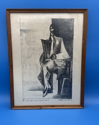Original Lithograph Signed George Swinton  Young Man of High Standing, Seated 