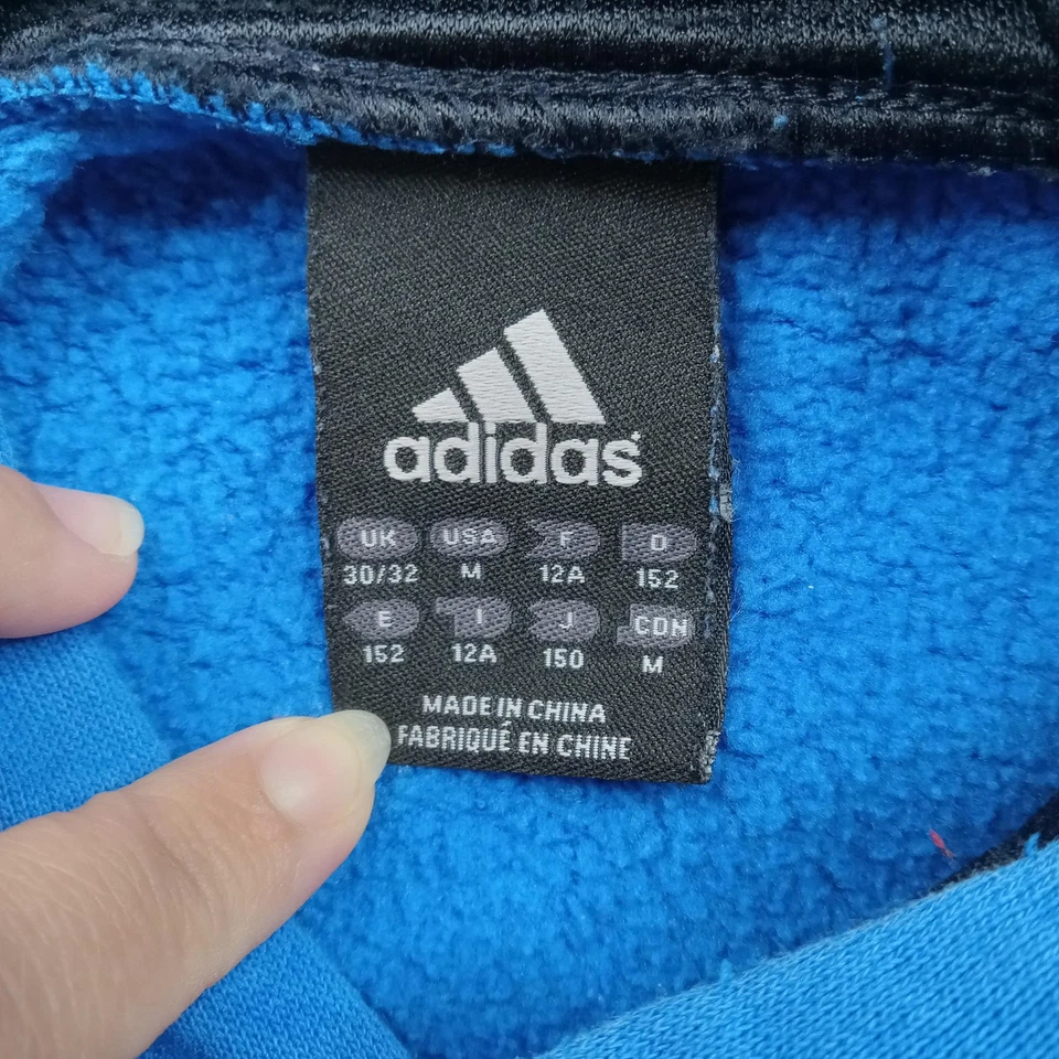 Adidas Sudadera con Capucha Juvenil Mediana Azul Pullover Sudadera 3 Rayas Logo Fútbol Foto 3 de 4