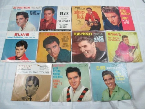 Vtg. Lot of Elvis Presley 45rpm 7" Records w/Picture Sleeves Jailhouse Rock