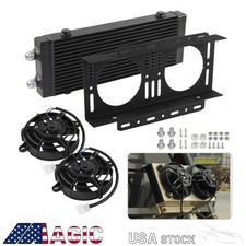 Universal Dual 5.5 Electric Fan An10 Dual Pass Medium Oil Cooler Barplate