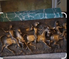 Vintage Mid Century Modern MCM ROMAN CHARIOT HORSEMEN Huge Wall Plaque Relief