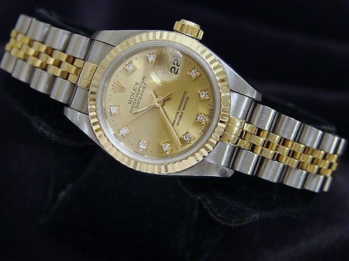 Rolex Datejust Ladies 18K Yellow Gold & Steel Watch FACTORY Diamond Dial 69173 - Picture 2 of 5