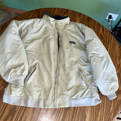 Men s Lands End Polartec Taupe/Tan Fleece Lined Coat Jacket Zipper Size XL