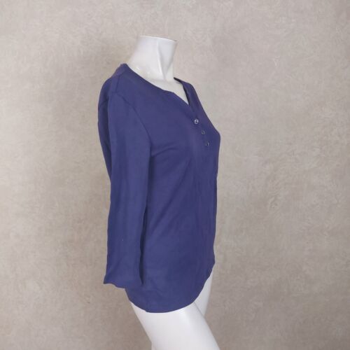 Nueva Camisa Henley de Algodón para Mujer Karen Scott Púrpura Talla Pequeña PS ___ NUEVA CON ETIQUETAS __ B9D3 - Imagen 3 de 4