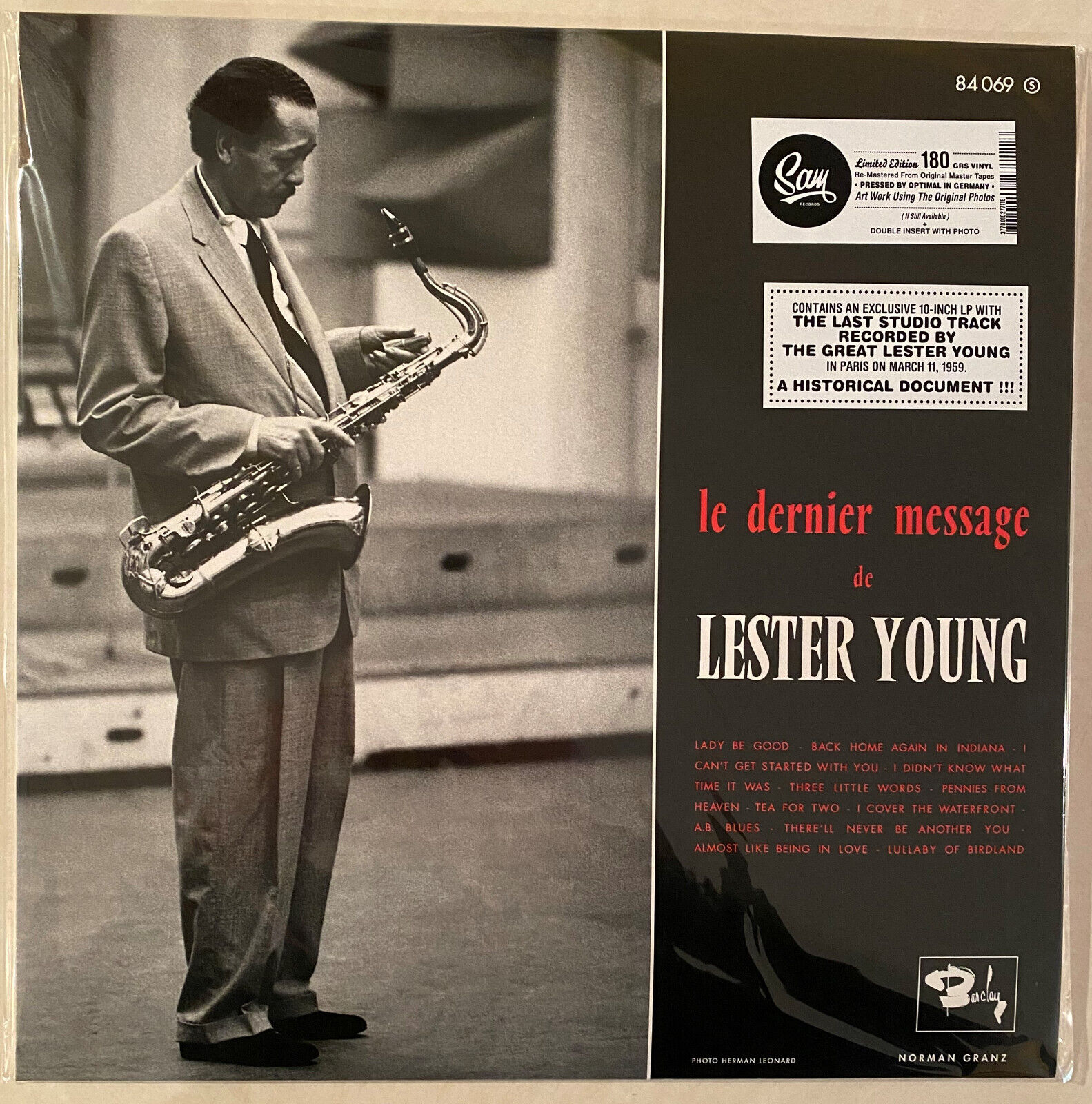 LESTER YOUNG Le Dernier Message Kenny Clarke 180 gram vinyl NEW 12" LP + 10" EP