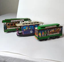 Lot Of 3 VTG Trolley Trains Tin Litho Friction Trambino Tram Powell Mason German